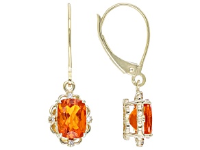 Orange Mexican Fire Opal 10k Yellow Gold Earrings 1.13ctw