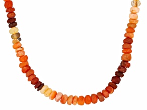 Orange Fire Opal 14k Yellow Gold Beaded Necklace