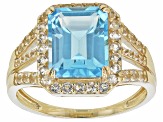 Swiss Blue Topaz 10k Yellow Gold Ring 4.17ctw