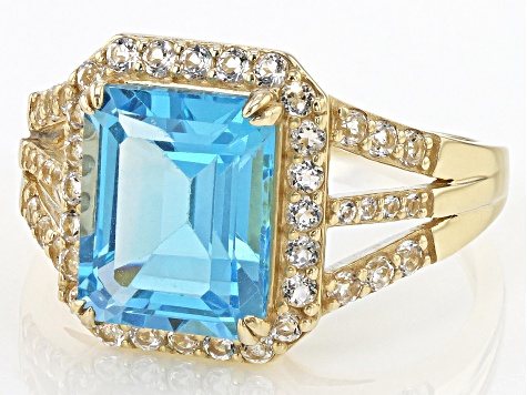 Swiss Blue Topaz 10k Yellow Gold Ring 4.17ctw - CLG078 | JTV.com