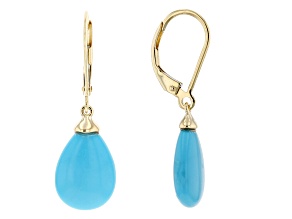 Blue Sleeping Beauty Turquoise 14k Yellow Gold Dangle Earrings