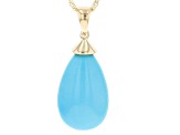 Blue Sleeping Beauty Turquoise 14k Yellow Gold Pendant With Chain