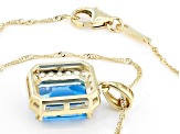 Swiss Blue Topaz 10k Yellow Gold Pendant With Chain 3.94ctw