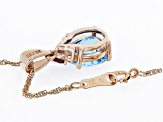 Swiss Blue Topaz 10k Rose Gold Pendant With Chain 2.95ctw