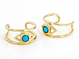 Blue Sleeping Beauty Turquoise 10k Yellow Gold Ear Cuffs