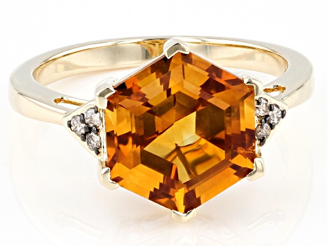 Orange Madeira Citrine 10k Yellow Gold Ring 3.29ctw