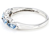 Blue Aquamarine Rhodium Over 10k White Gold Band Ring 0.47ctw