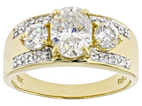 Strontium Titanate With White Diamond 10k Yellow Gold Ring 2.24ctw