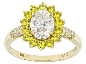 Strontium Titanate With Yellow Sapphire With White Diamond 10k Yellow Gold Ring 2.24ctw