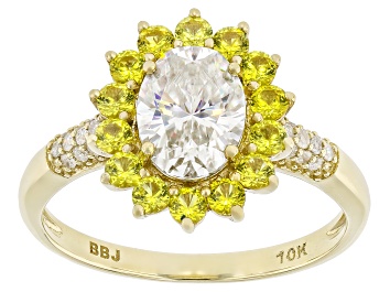 Picture of Strontium Titanate With Yellow Sapphire With White Diamond 10k Yellow Gold Ring 2.24ctw