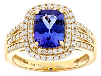 Picture of Tanzanite With White Diamond 14k Yellow Gold Ring 2.10ctw