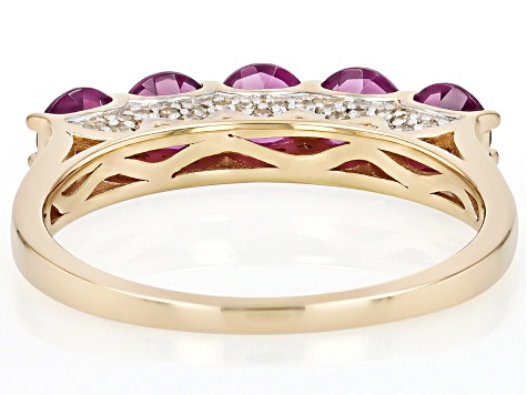 Grape Color Garnet With White Diamond 10k Yellow Gold Ring Grape Color Garnet With White Diamond 10k Yellow Gold Ring