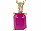 John Saul Ruby With White Diamond 10k Yellow Gold Pendant With Chain 2.79ctw