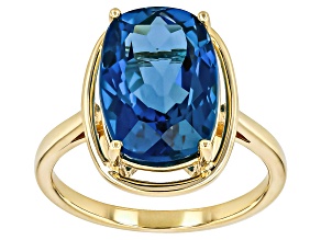 London Blue Topaz 10k Yellow Gold Ring 6.80ct