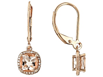 Picture of Morganite With White Diamond 10k Rose Gold Earrings 1.70ctw