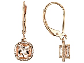 Morganite With White Diamond 10k Rose Gold Earrings 1.70ctw