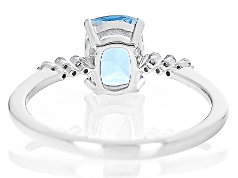 Blue Aquamarine Rhodium Over 14k White Gold Ring 1.21ctw