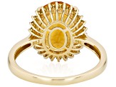 Madeira Citrine With Yellow Diamond 10k Yellow Gold Ring 3.92ctw