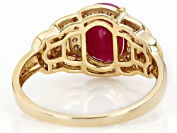 Gem Stone King 1.95 Cttw 10K Yellow Gold Red Created Ruby 2 Heart Shape Engagement Ring For Women 1 95 Cttw Available In Size 5 6 7 8 9