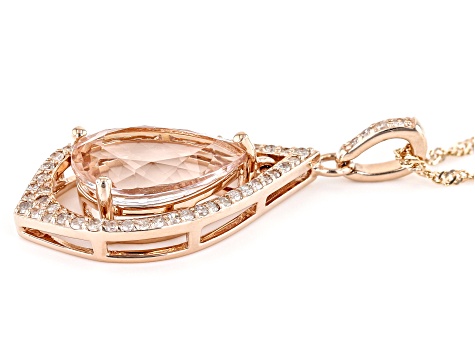 Peach Morganite 14k Rose Gold Pendant With Chain 3.14tw