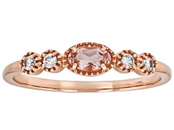 Picture of Morganite With White Zircon 10k Rose Gold Ring 0.28ctw