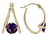 Purple African Amethyst 10k Yellow Gold Earrings 1.33ctw