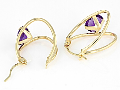 Purple African Amethyst 10k Yellow Gold Earrings 1.33ctw