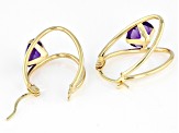 Purple African Amethyst 10k Yellow Gold Earrings 1.33ctw