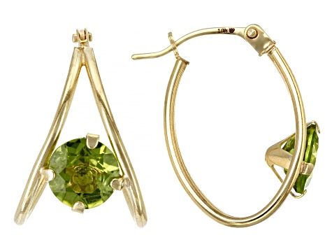 Green Peridot 10k Yellow Gold Earrings 1.33ctw