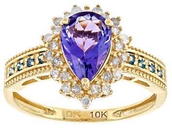 Picture of Blue Tanzanite  Diamond 10k Yellow Gold Ring 1.25ctw