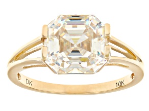 White Strontium Titanate 10k Yellow Gold Ring 4.38ct
