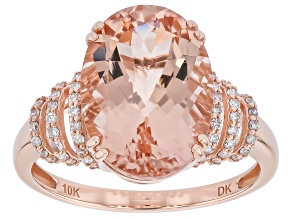 Pink Morganite with Lab Grown Diamond 10K Rose Gold Ring 5.22ctw