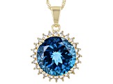 London Blue Topaz 10k Yellow Gold Pendant With Chain 7.32ctw