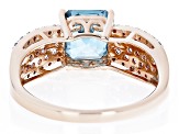 Blue Zircon 10k Rose Gold Ring 3.09ctw