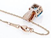 Blue Zircon 10k Rose Gold Pendant With Chain 2.92ctw