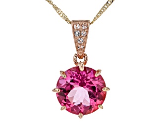 Pink Topaz 10k Rose Gold Pendant With Chain 3.69ctw