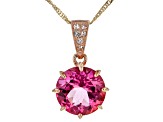 Pink Topaz 10k Rose Gold Pendant With Chain 3.69ctw