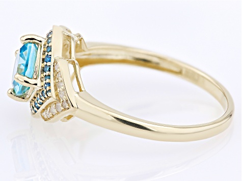 Blue Zircon 10k Yellow Gold Ring 1.57ctw