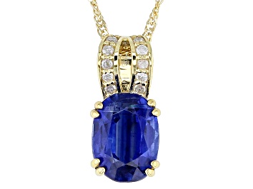 Picture of Blue Kyanite 10k Yellow Gold Pendant With Chain 1.45ctw