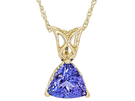 Blue Tanzanite 14k Yellow Gold Pendant With Chain 2.21ctw