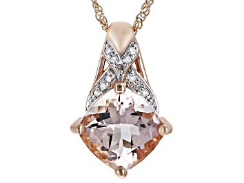 Picture of Peach Morganite 10k Rose Gold Pendant With Chain 1.79ctw