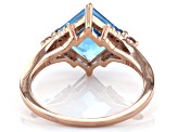 Princess Cut Swiss Blue Topaz 10k Rose Gold Ring 2.72ctw