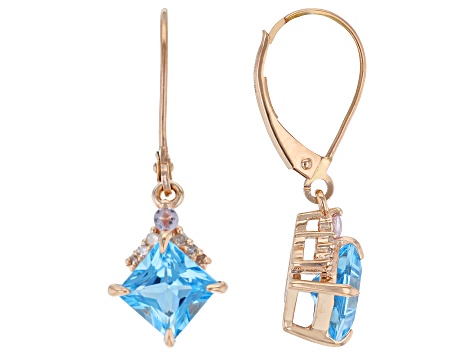 Swiss Blue Topaz 10k Rose Gold Dangle Earrings 2.45ctw - CLG139 | JTV.com