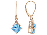 Swiss Blue Topaz 10k Rose Gold Dangle Earrings 2.45ctw