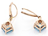 Swiss Blue Topaz 10k Rose Gold Dangle Earrings 2.45ctw