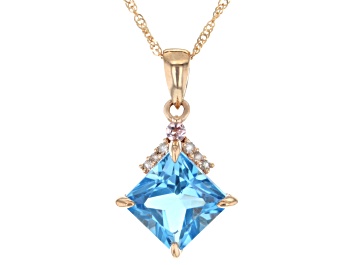 Picture of Swiss Blue Topaz 10k Rose Gold Pendant With Chain 2.63ctw