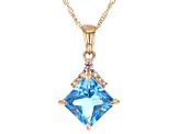 Swiss Blue Topaz 10k Rose Gold Pendant With Chain 2.63ctw