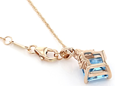 Swiss Blue Topaz 10k Rose Gold Pendant With Chain 2.63ctw