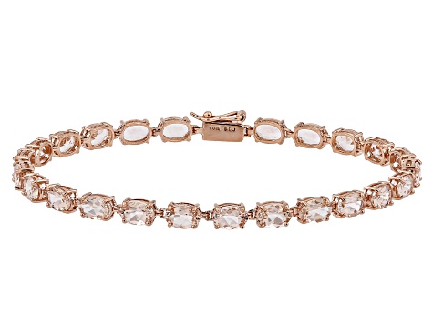 Peach Morganite 10k Rose Gold Tennis Bracelet 7.98ctw