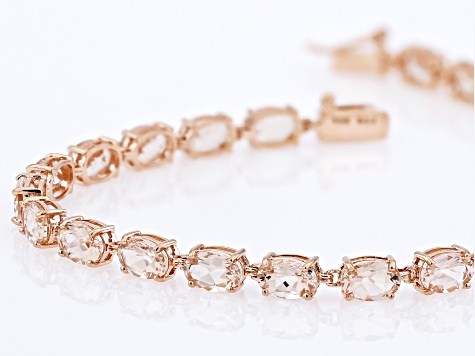 Peach Morganite 10k Rose Gold Tennis Bracelet 7.98ctw